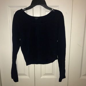 Navy blue long sleeve crop top